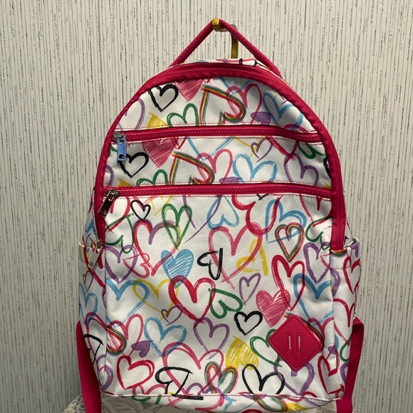 Colorful Heart Pattern Backpack Causal Travel Daypack College Backpack - Picture 5 of 11